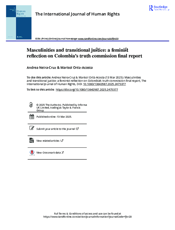 (PDF) Masculinities and transitional justice: a feminist reflection on ...