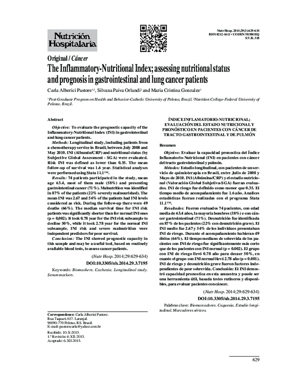 (PDF) The Inflammatory-Nutritional Index; assessing nutritional status ...
