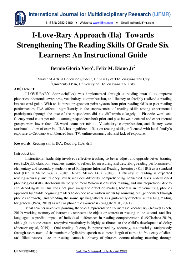 (PDF) I-Love-Rary Approach (ILA) towards Strengthening the Reading ...