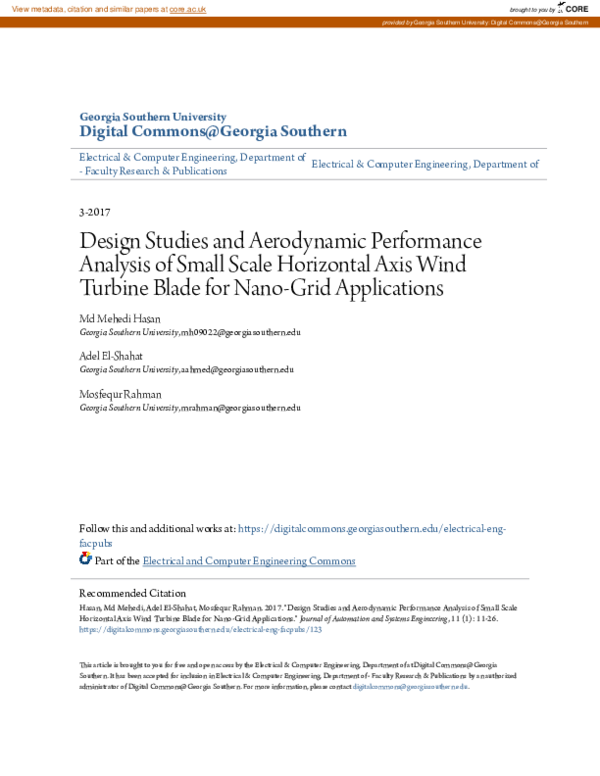 (PDF) Design Studies and Aerodynamic Performance Analysis of Small ...