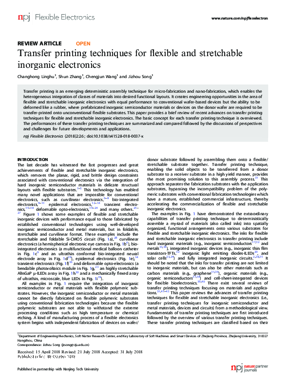 (PDF) Transfer printing techniques for flexible and stretchable ...