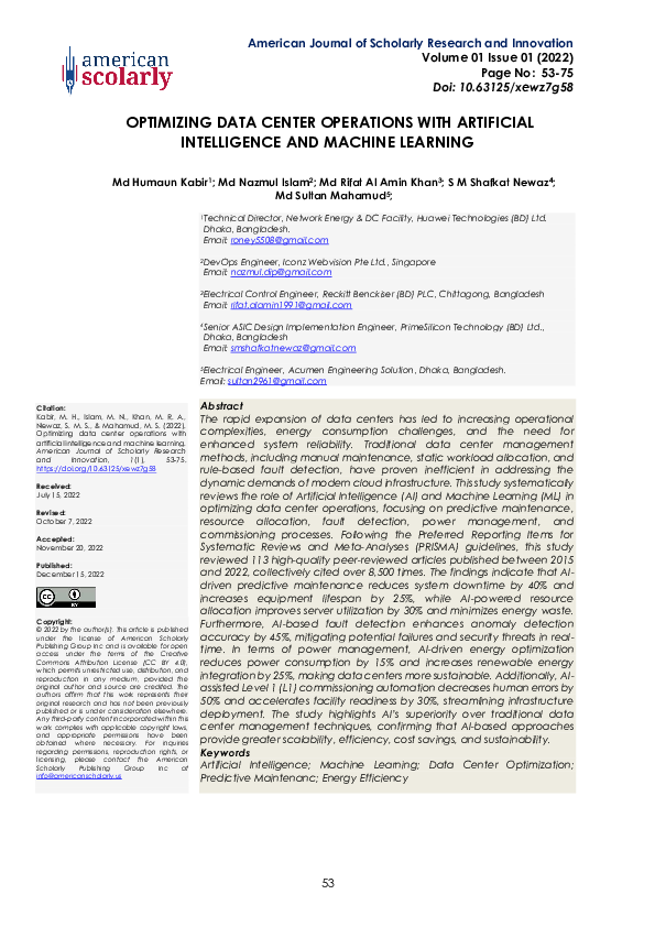 (PDF) OPTIMIZING DATA CENTER OPERATIONS WITH ARTIFICIAL INTELLIGENCE ...