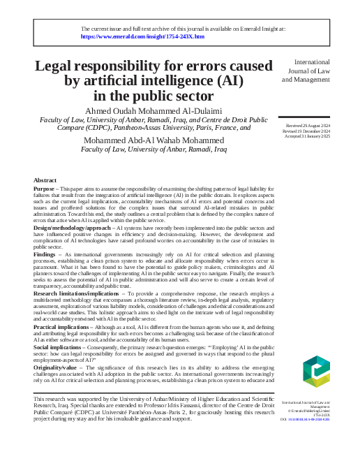 (PDF) Legal responsibility for errors caused by artificial intelligence ...
