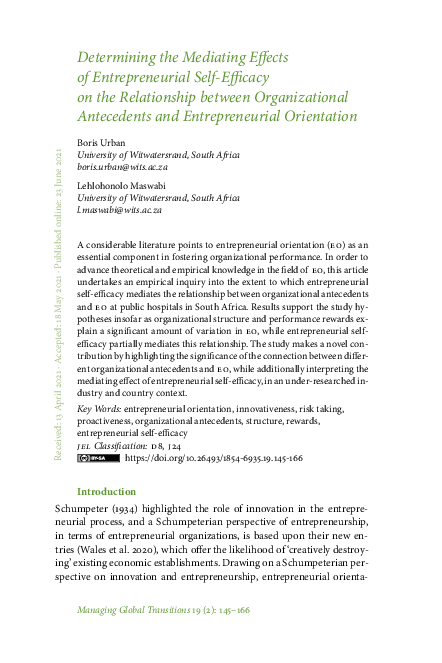 (PDF) Determining the Mediating Effects of Entrepreneurial Self ...