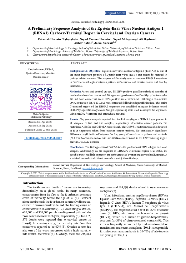 (PDF) A Preliminary Sequence Analysis of the Epstein-Barr Virus Nuclear ...