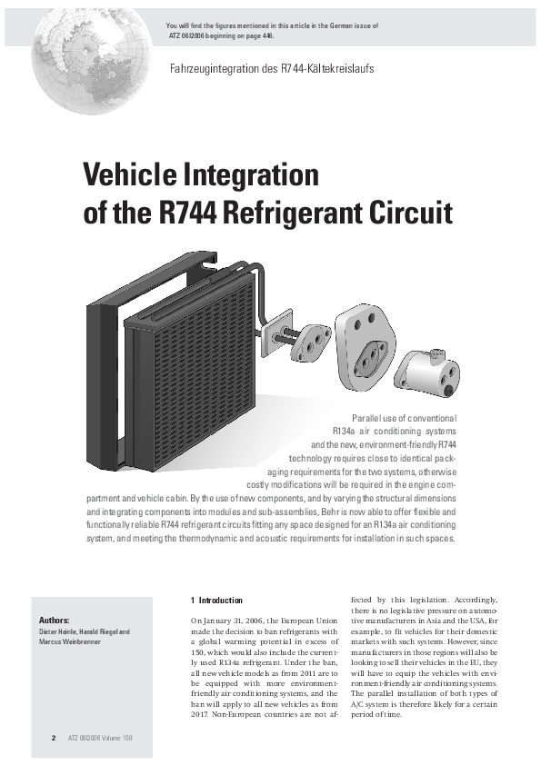 (PDF) Vehicle integration of the R744 refrigerant circuit