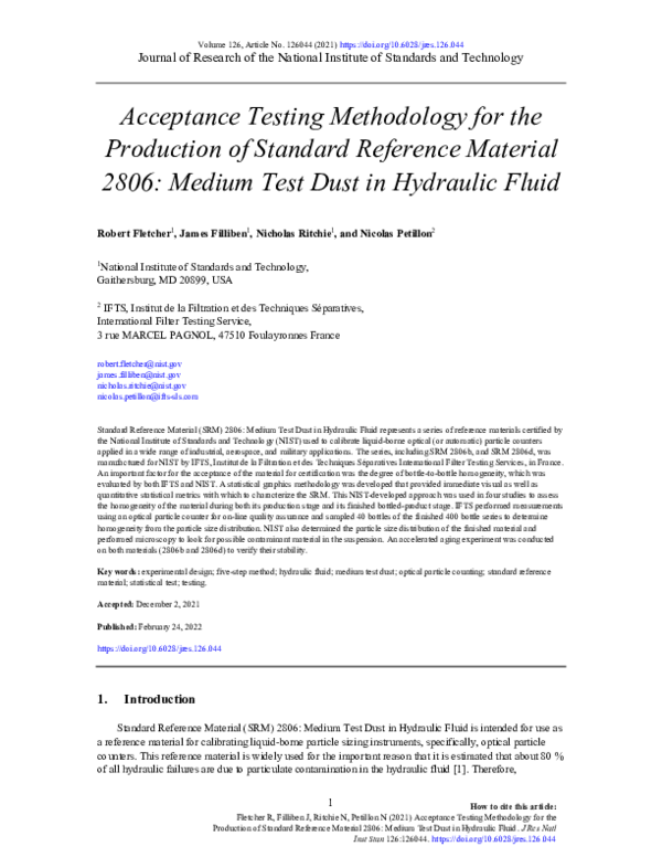 (PDF) Acceptance Testing Methodology for the Production of Standard ...