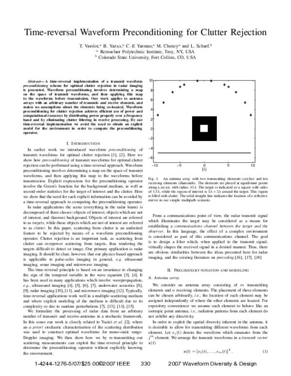 (PDF) Time-Reversal Waveform Preconditioning for Clutter Rejection
