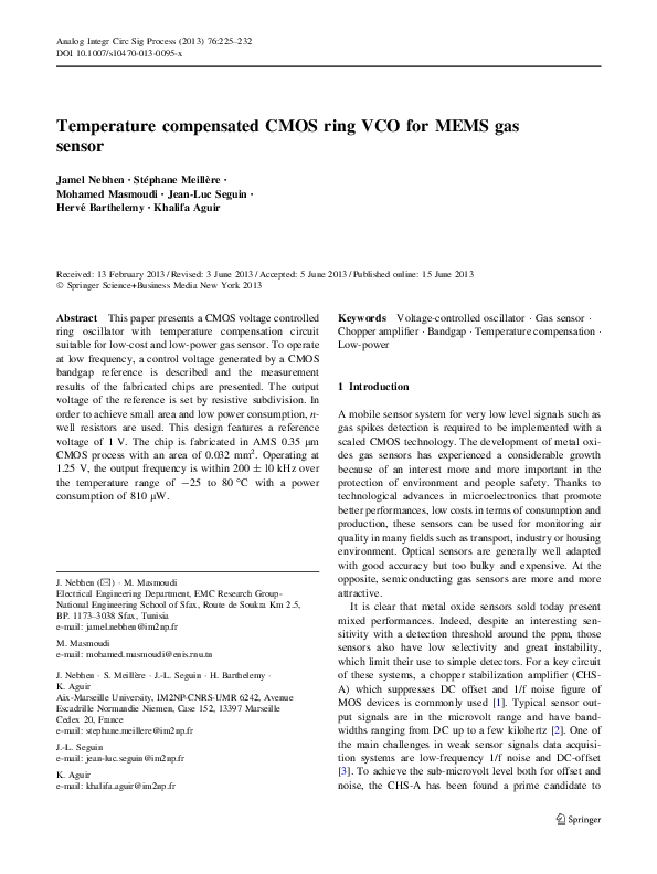 (PDF) Temperature compensated CMOS ring VCO for MEMS gas sensor