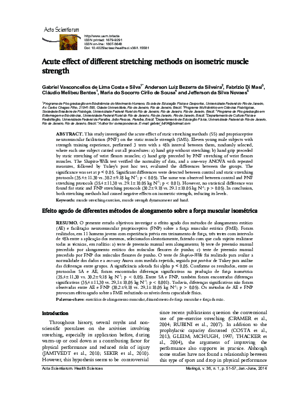 (PDF) Acute effect of different stretching methods on isometric muscle ...