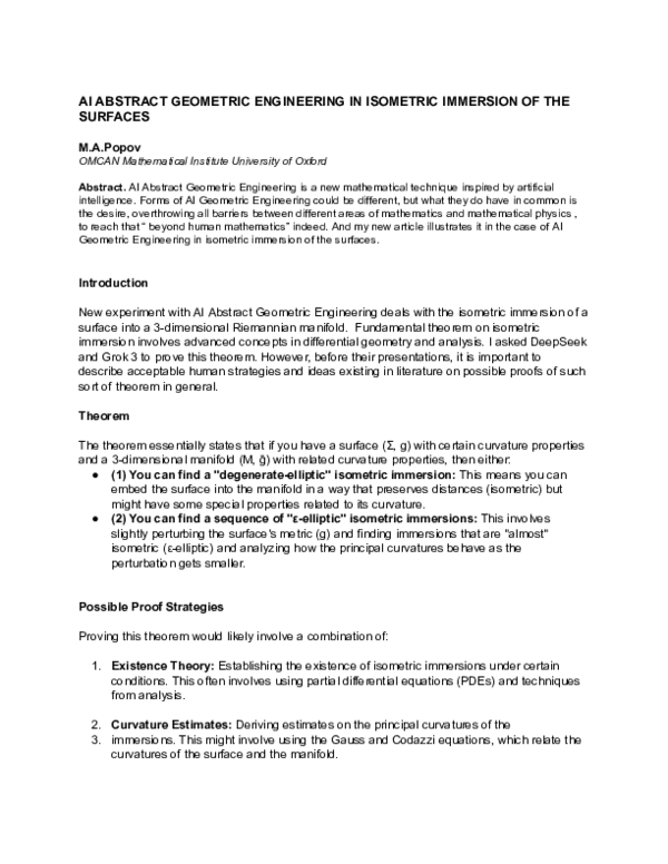 (PDF) AI ABSTRACT GEOMETRIC ENGINEERING IN ISOMETRIC IMMERSION OF THE ...