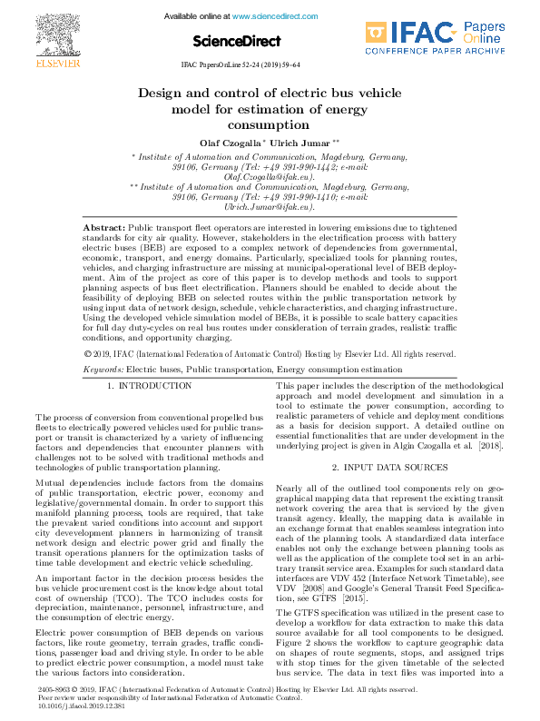 (PDF) Design and control of electric bus vehicle model for estimation ...