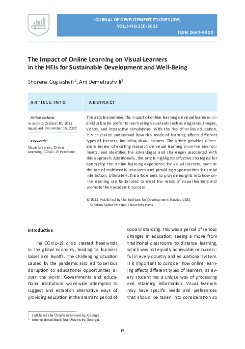 (PDF) The Impact of Online Learning on Visual Learners in the HEIs for ...
