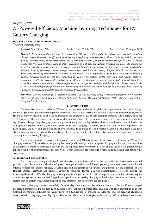 (PDF) AI-Powered Efficiency Machine Learning Techniques for EV Battery ...