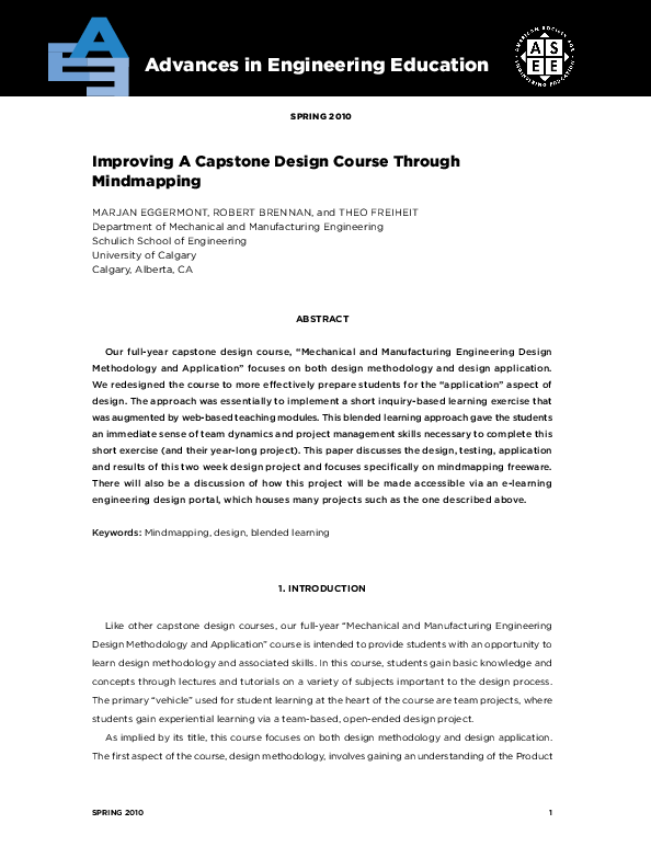 (PDF) Improving a Capstone Design Course through Mindmapping
