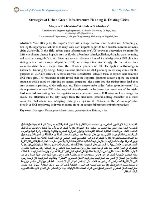 (PDF) Strategies of Urban Green Infrastructure Planning in Existing Cities