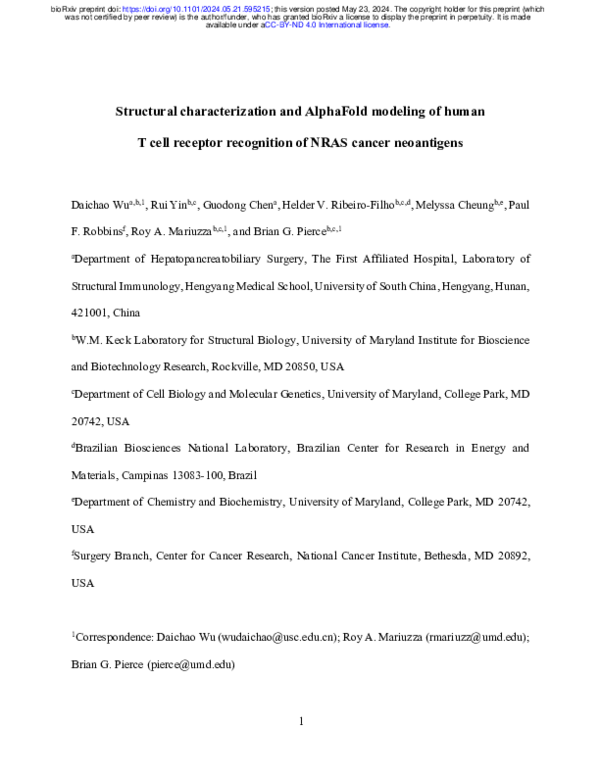 Structural characterization and AlphaFold modeling of human T cell ...