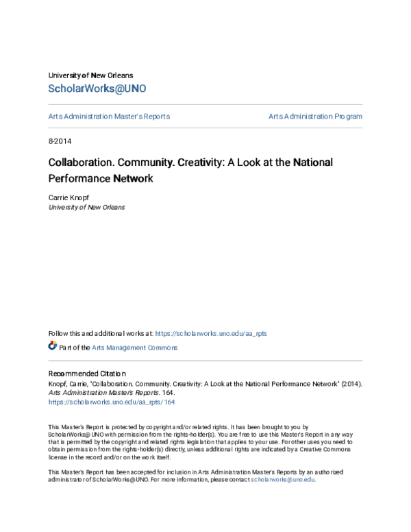 (PDF) Collaboration. Community. Creativity: A Look at the National ...