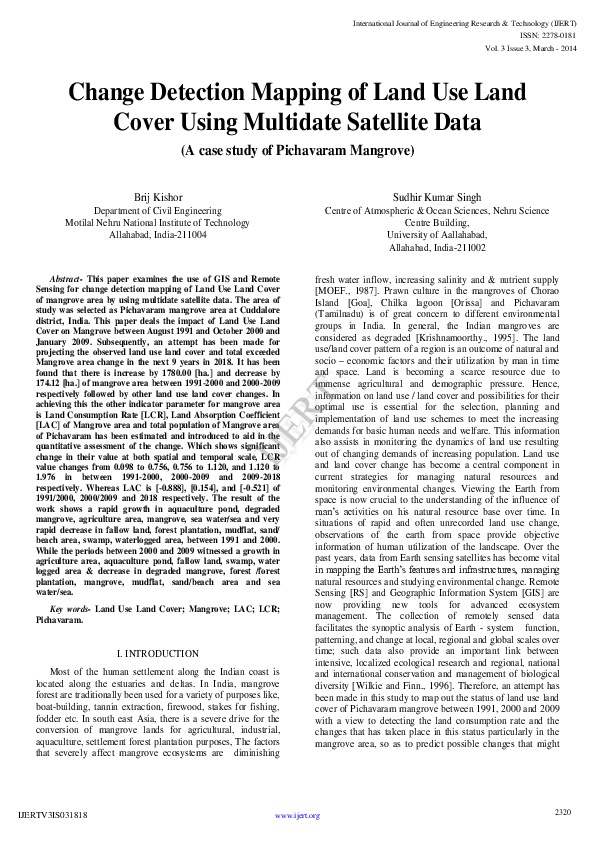 (PDF) Change Detection Mapping of Land Use Land Cover Using Multidate ...
