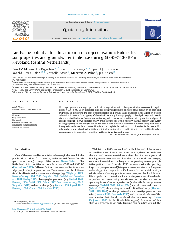 (PDF) Landscape potential for the adoption of crop cultivation: Role of ...