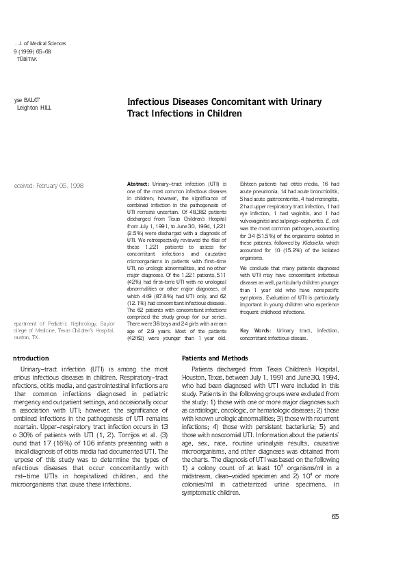 (PDF) Infectious Diseases Concomitant with Urinary Tract Infections in ...