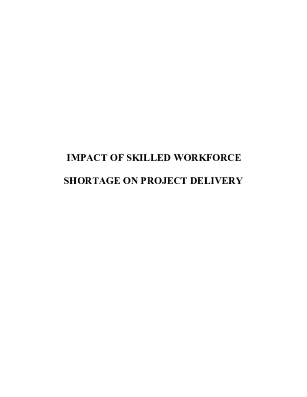 (PDF) IMPACT OF SKILLED WORKFORCE SHORTAGE ON PROJECT DELIVERY