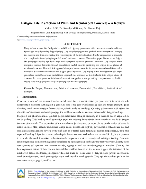 (PDF) Fatigue Life Prediction of Plain and Reinforced Concrete – A Review