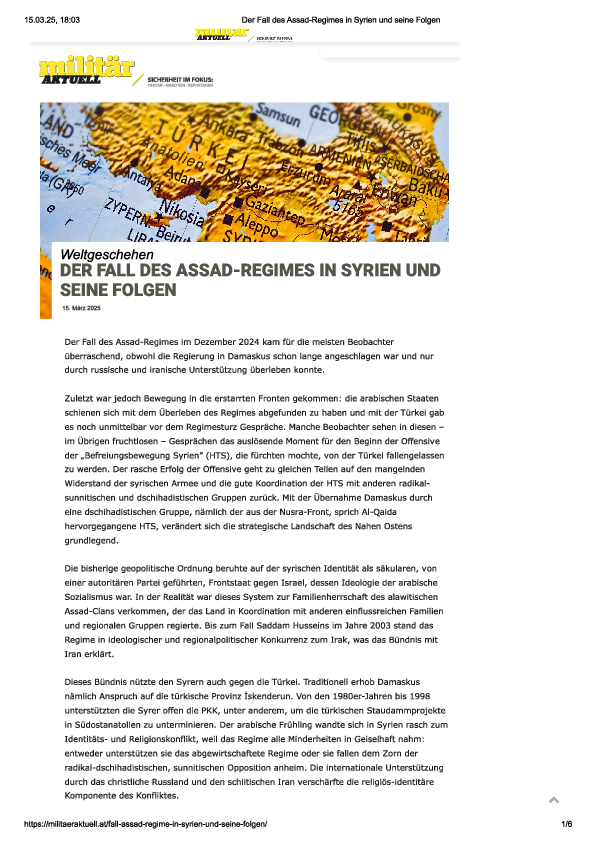 (PDF) Der Fall des Assad-Regimes und seine Folgen