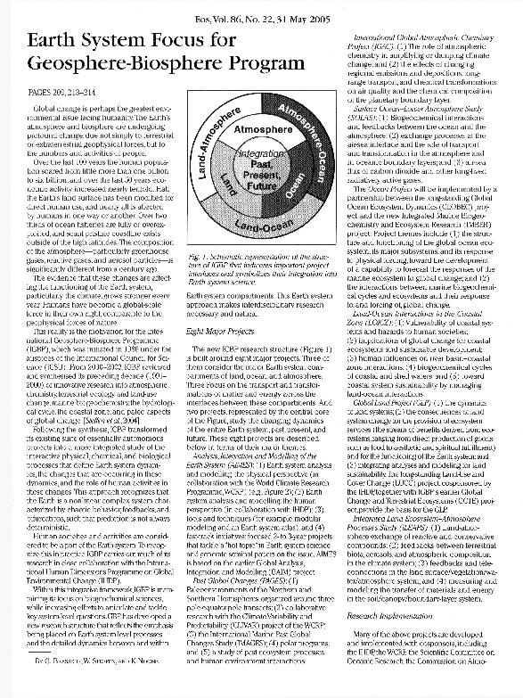 (PDF) Earth system focus for Geosphere-Biosphere Program
