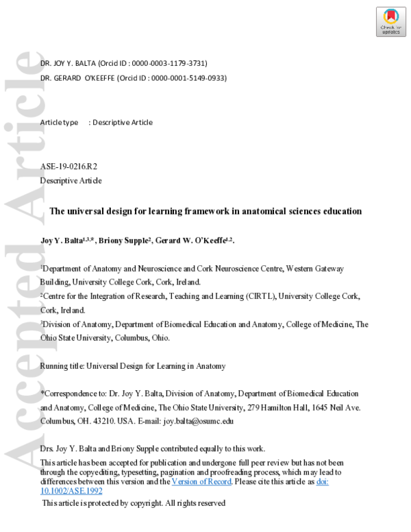 (PDF) The Universal Design for Learning Framework in Anatomical ...
