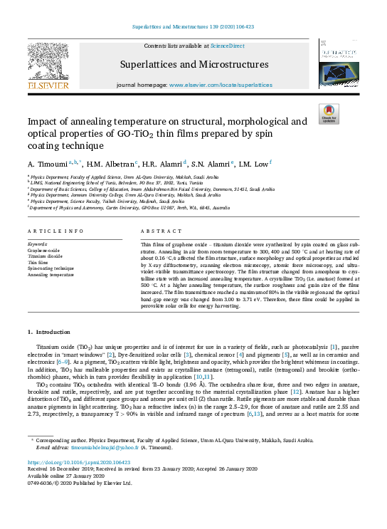 (PDF) The impact of annealing temperature on the structural and ...