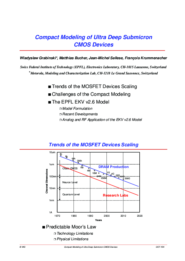 (PDF) Compact modelling of ultra deep submicron CMOS devices