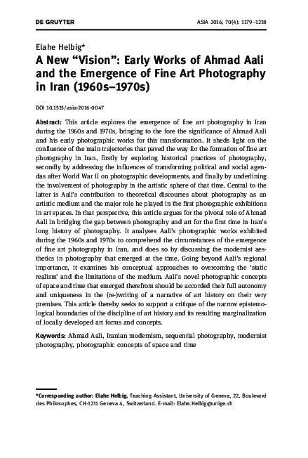 (PDF) A New “Vision”: Early Works of Ahmad Aali and the Emergence of ...
