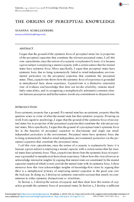 (PDF) The Origins of Perceptual Knowledge
