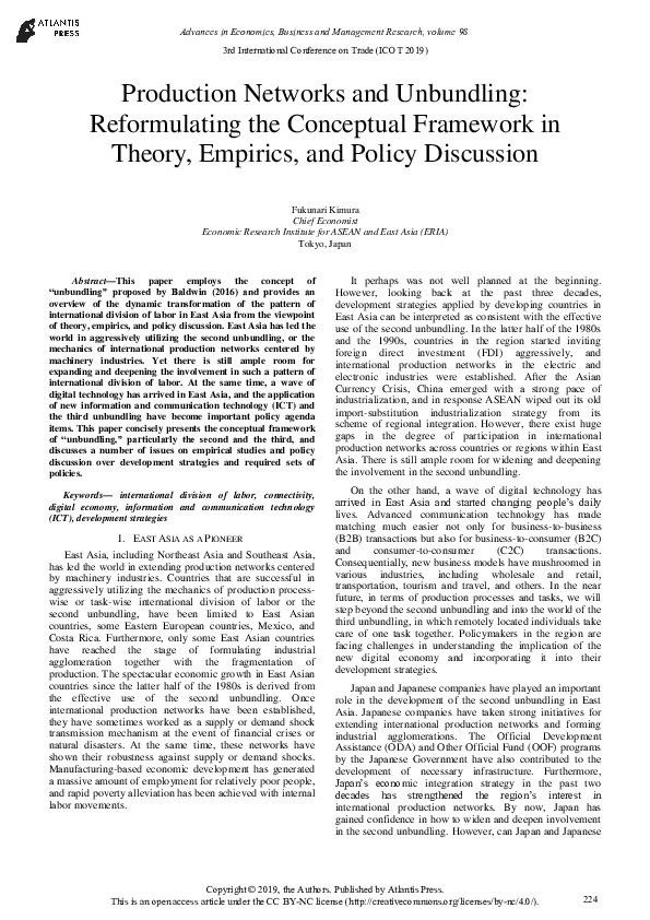 (PDF) Production Networks and Unbundling: Reformulating the Conceptual ...