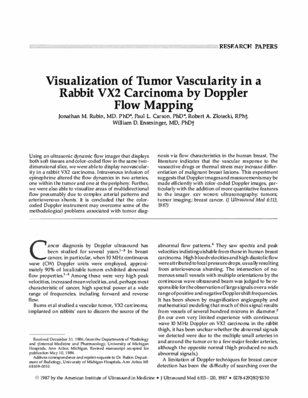 (PDF) Visualization of tumor vascularity in a rabbit VX2 carcinoma by ...