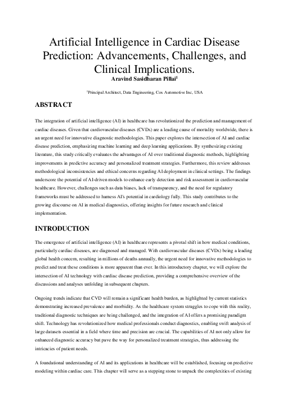 (PDF) Artificial Intelligence in Cardiac Disease Prediction ...