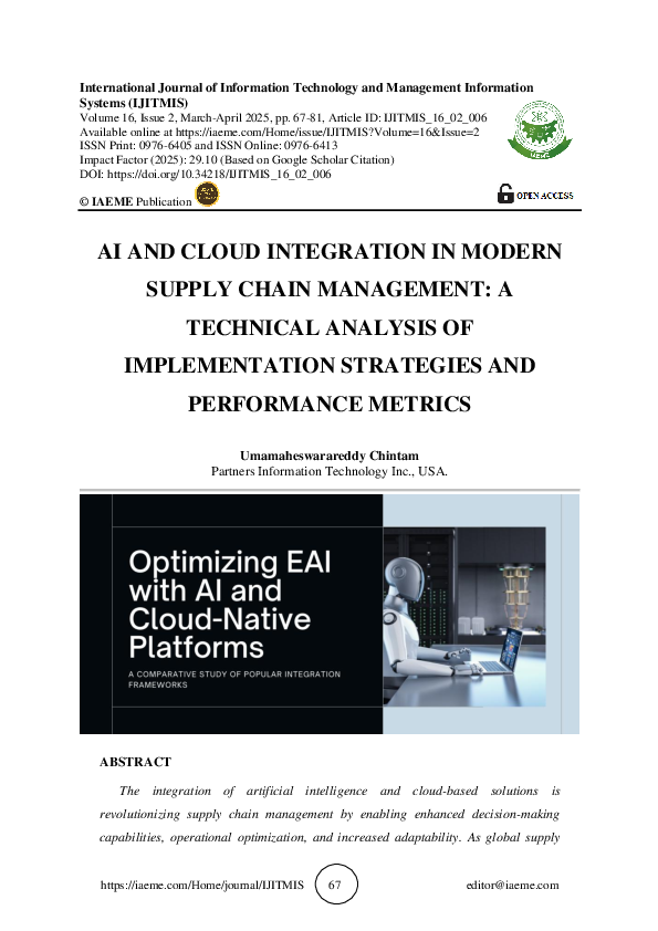 (PDF) AI AND CLOUD INTEGRATION IN MODERN SUPPLY CHAIN MANAGEMENT: A ...