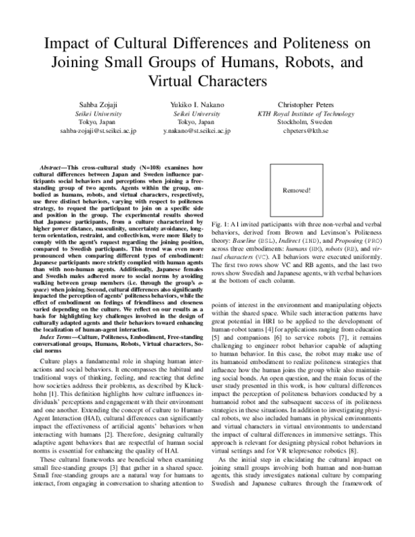 (PDF) Impact of Cultural Differences and Politeness on Joining Small ...