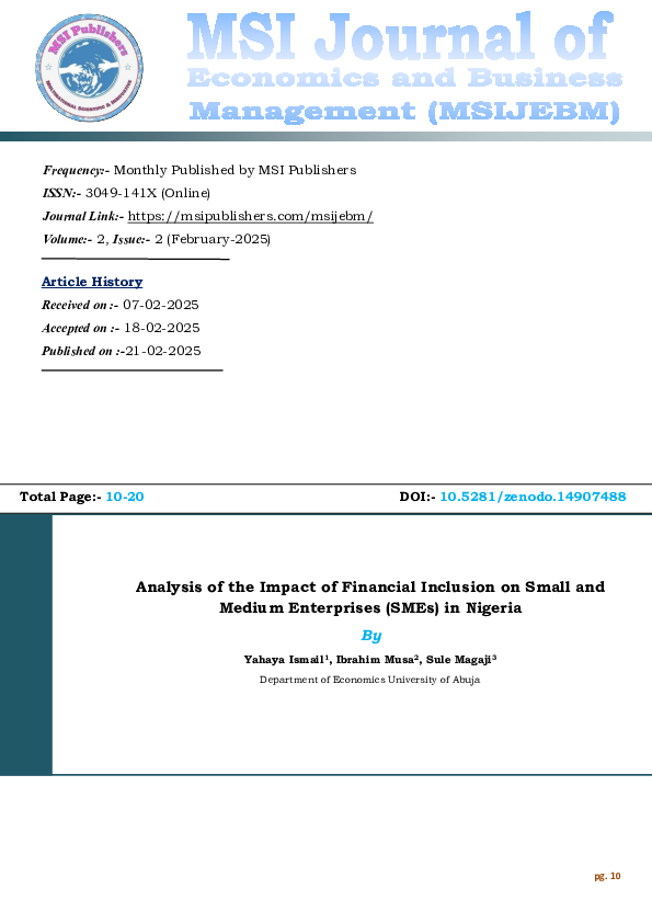 (PDF) Analysis of the Impact of Financial Inclusion on Small and Medium ...