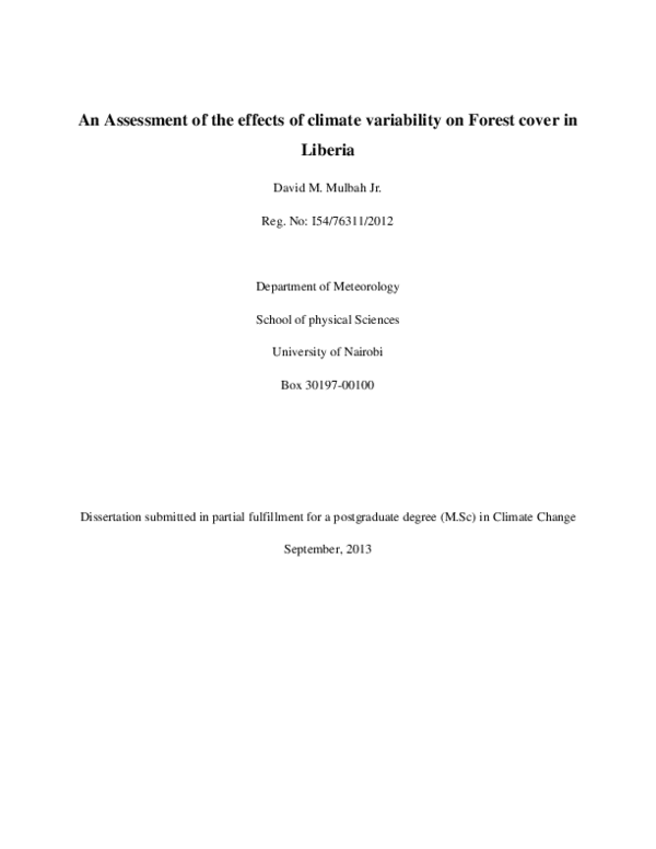 (PDF) An Assessment of the effects of climate variability on Forest ...