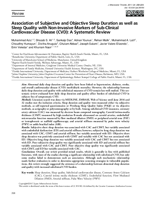 (PDF) Association of Subjective and Objective Sleep Duration as well as ...