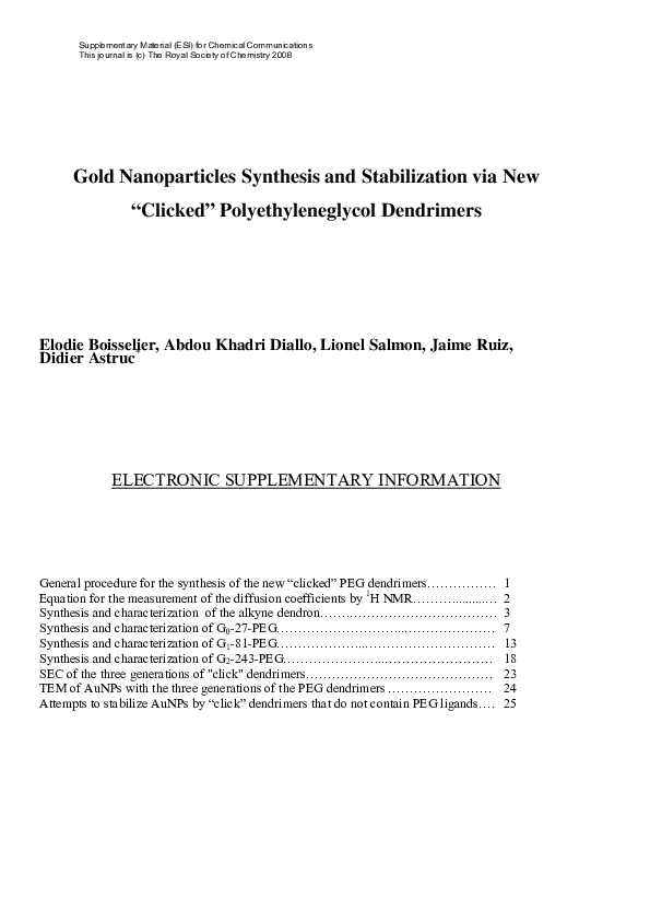 (PDF) Gold nanoparticles synthesis and stabilization via new “clicked ...