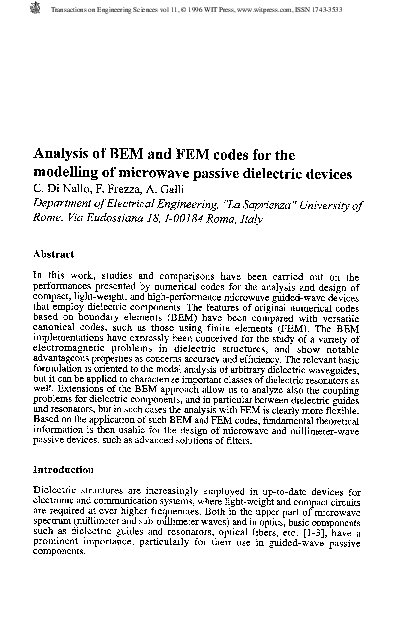 (PDF) Analysis Of BEM And FEM Codes For TheModelling Of Microwave ...