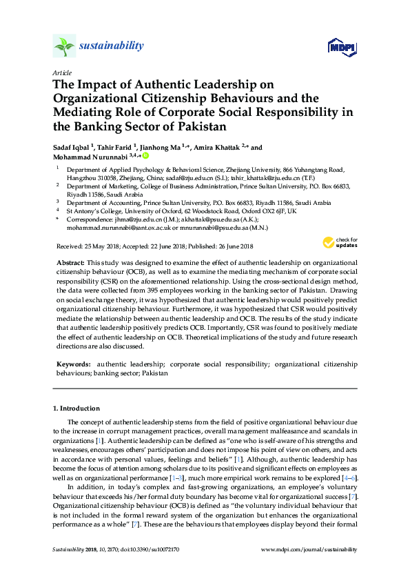 (PDF) The Impact of Authentic Leadership on Organizational Citizenship ...