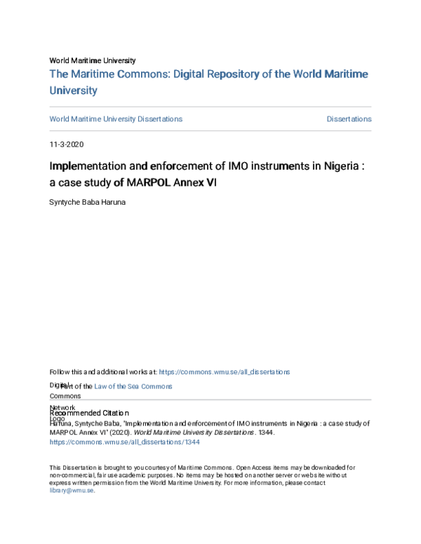 (PDF) Implementation and enforcement of IMO instruments in Nigeria : a ...