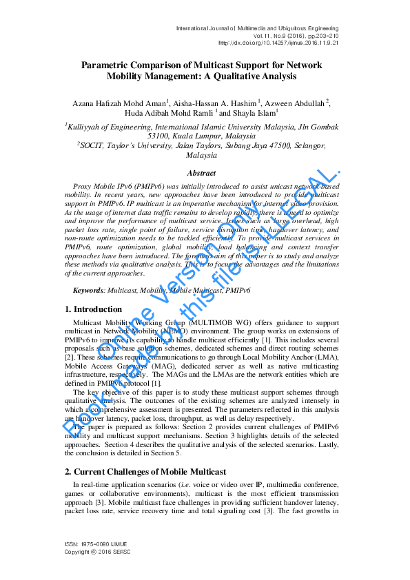 (PDF) Parametric Comparison of Multicast Support for Network Mobility ...