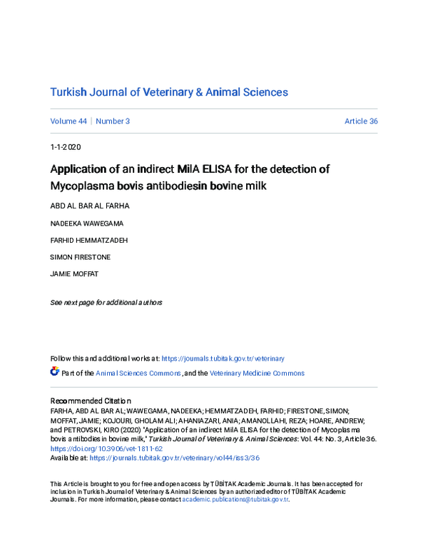 (PDF) Application of an indirect MilA ELISA for the detection of ...