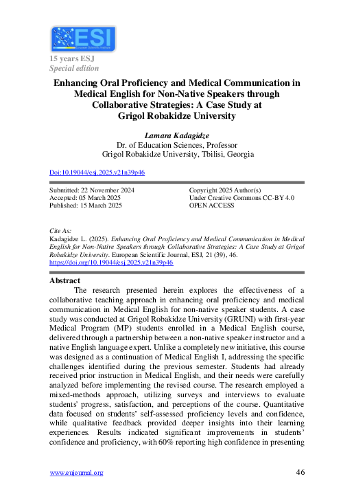 (PDF) Enhancing Oral Proficiency and Medical Communication in Medical ...