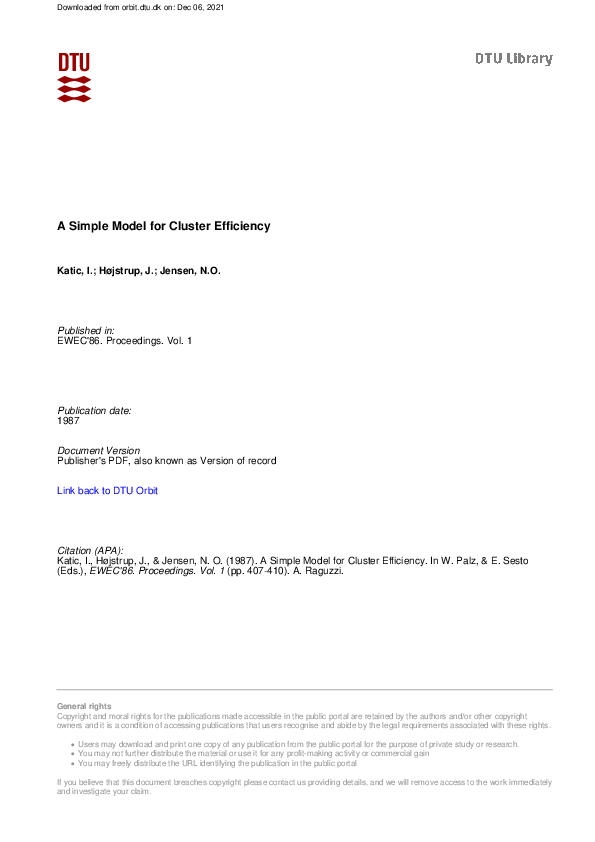 (PDF) A simple model for cluster efficiency